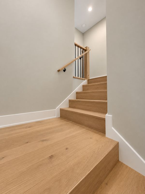 Finished stair landing at 4419 N. Spaulding